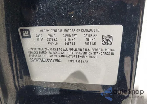 2012 Chevrolet Impala Ls from USA, damaged, VIN 2G1WF5E36C1173080